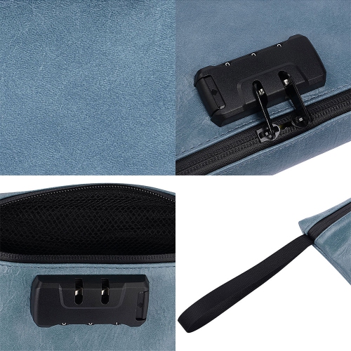 Smell Proof Bag Set, Blue Travel Storage Bag with Lock, Odor Proof Pouch Case Container with 1*Black Grinder, 4*Tube, 1*Tray