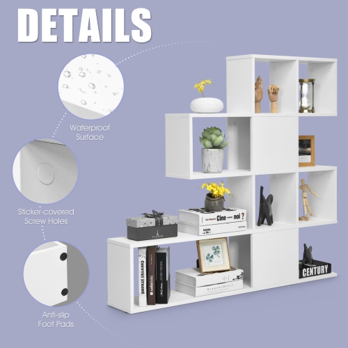 Topbuy 5-Shelf Modern Ladder Corner Bookshelf Display Storage Rack for Home&Office