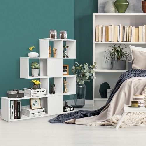 Topbuy 5-Shelf Modern Ladder Corner Bookshelf Display Storage Rack for Home&Office