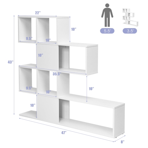 Topbuy 5-Shelf Modern Ladder Corner Bookshelf Display Storage Rack for Home&Office