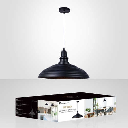 Xtricity - Pendant Light, 19.6'' Width, From the Retro Collection, Black