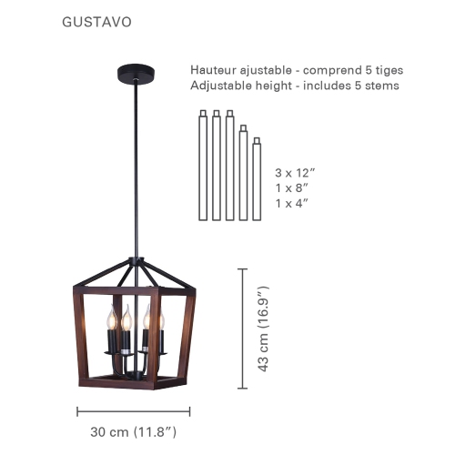 Xtricity - Pendant Light, 11.8'' Width, From the Gustavo Collection, Black and Brown