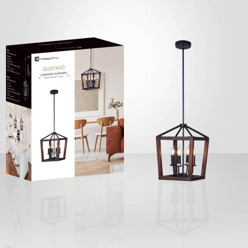Xtricity - Pendant Light, 11.8'' Width, From the Gustavo Collection, Black and Brown