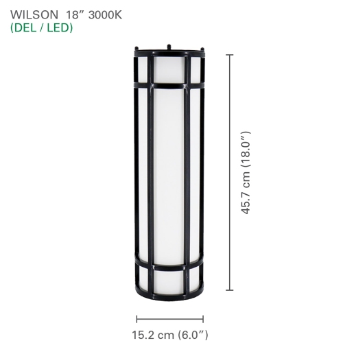 Xtricity - Outdoor Wall Light with Integrated LEDs, 18'' Height, From the Wilson Collection, Black
