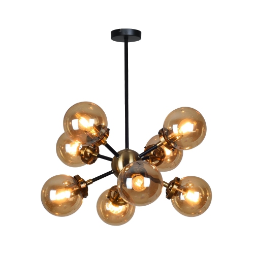 Xtricity - 8-Light Pendant, 21.7'' Width, From the Henderson Collection, Black and Amber