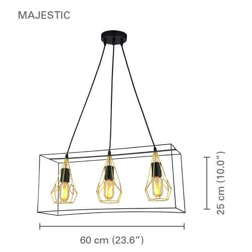 Xtricity - Pendant Light, 23.6'' Width, From the Majestic Collection, Black and Gold