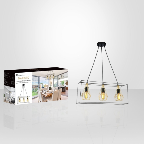 Xtricity - Pendant Light, 23.6'' Width, From the Majestic Collection, Black and Gold