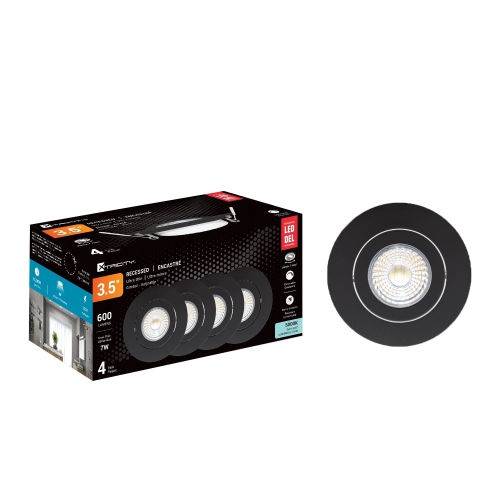 XTRICITY  - Tilting Recessed Led Light, 3.5 " Diameter, Dimmable, 7W, 5000K Daylight, Pack Of 4