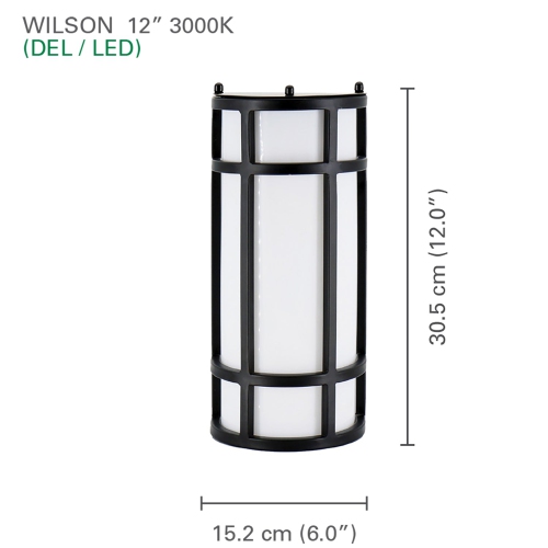 Xtricity - Outdoor Wall Light with Integrated LEDs, 12'' Height, From the Wilson Collection, Black