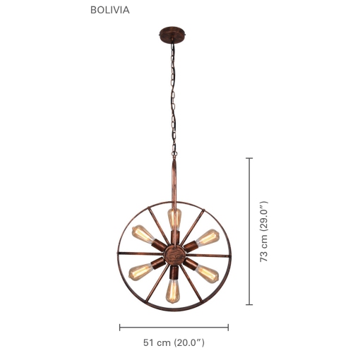 Xtricity - Pendant Light, 20'' Width, From the Bolivia Collection, Rust Color