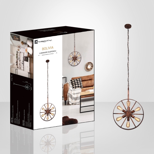 Xtricity - Pendant Light, 20'' Width, From the Bolivia Collection, Rust Color