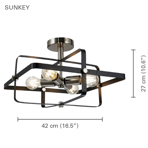 Xtricity - 4-Light Ceiling Light, 16.5'' Width, From the Sunkey Collection, Black