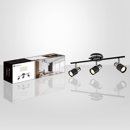 Xtricity - 3 Head Track Light, 20.5'' Width, From the Harbour Collection, Brushed Nickel and Black