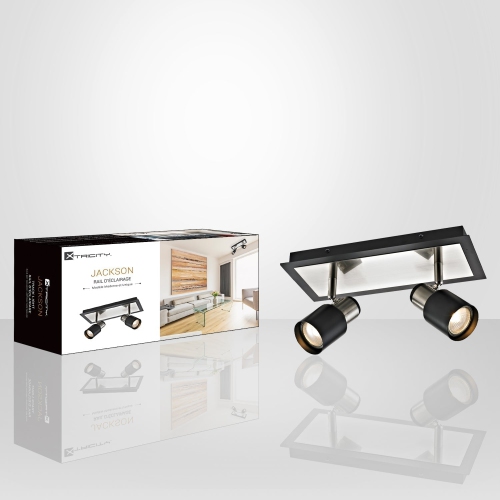 Xtricity - 2-Head Track Light, 11.9'' Width, From the Jackson Collection, Brushed Nickel and Black