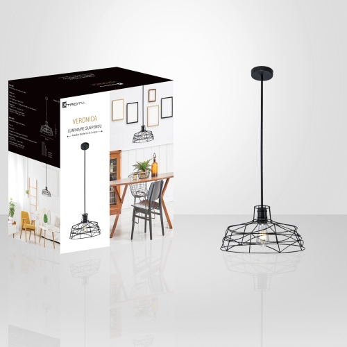 Xtricity - Pendant Light, 15.7'' Width, From the Veronica Collection, Black