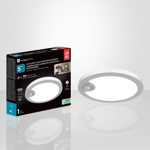 Xtricity - Closet Light with Motion Sensor, 5 '' Diameter, 8W, 4000K Cool White