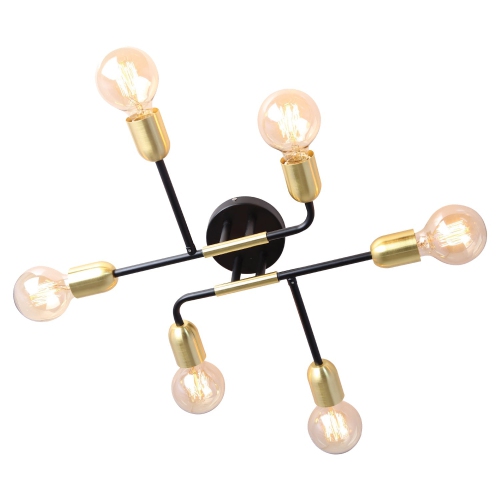 XTRICITY  - 6-Light Ceiling Light, 18.9" Width, From The Rockland Collection And Gold In Black