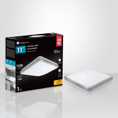 Xtricity - Flush Mount with Integrated LEDs, Dimmable, 11 '' Width, 15W, 3000K Soft White