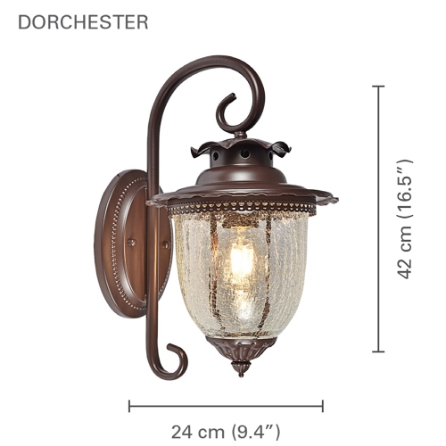 Xtricity - Outdoor Wall Light, 16.5'' Height, From the Dorchester Collection, Brown