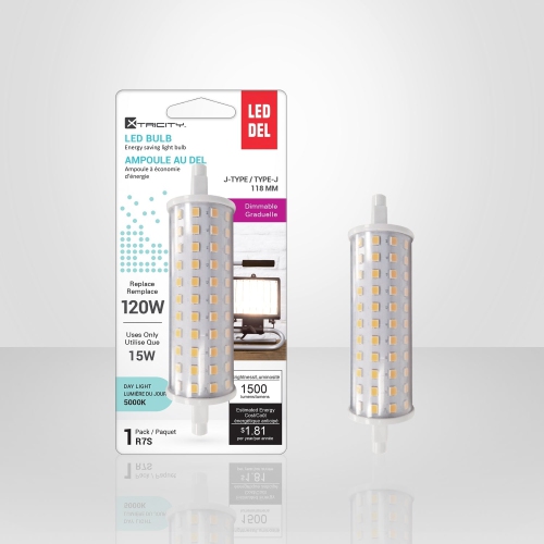 Xtricity - Ampoule DEL à Économie d'énergie, Gradable, 15W, Culot R7S, 5000K Lumière du Jour