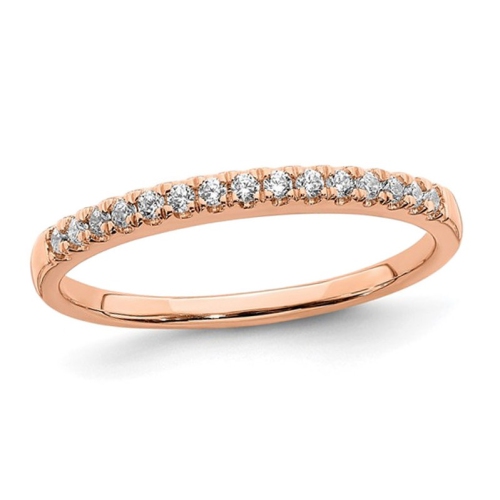 GEM AND HARMONY  1/8 Carat (Ctw) Diamond Wedding Band Ring In 14K Rose Gold In Pink