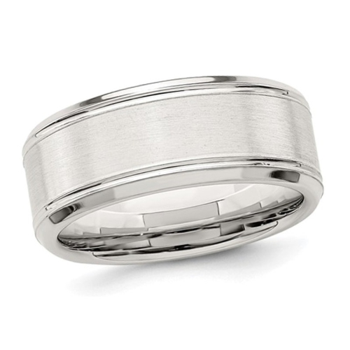 GEM AND HARMONY  Mens Brushed Sterling Band Ring 6MM In Silver