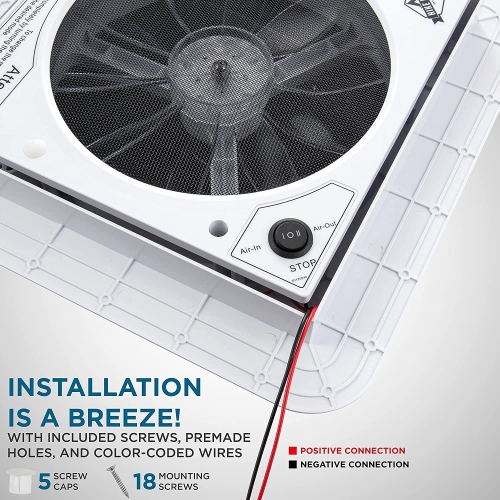 Hike Crew 14” RV Roof Vent Fan | 12V Motorhome Vent Fan | Intake & Exhaust, Manual Open/Close & Smoked Lid | Includes Screws & Garnish