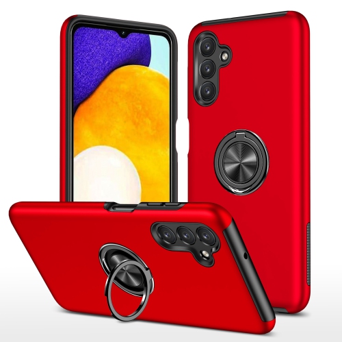 TopSave "Hidden Series" Solid Color PC Back Combine w/Inner Black TPU Bumper Kickstand Armor Case For Samsung Galaxy A13 5G, Red