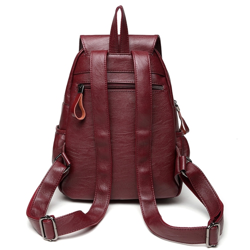 Backpack for Girls/Women Waterproof Daypack Casual Convertible Business/Travel Leather Backpack/Handbag -Maroon