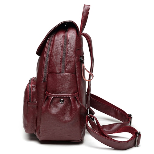 Backpack for Girls/Women Waterproof Daypack Casual Convertible Business/Travel Leather Backpack/Handbag -Maroon