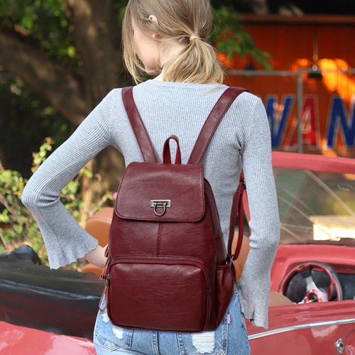 Backpack for Girls/Women Waterproof Daypack Casual Convertible Business/Travel Leather Backpack/Handbag -Maroon