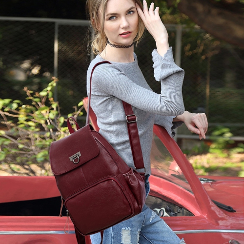 Backpack for Girls/Women Waterproof Daypack Casual Convertible Business/Travel Leather Backpack/Handbag -Maroon