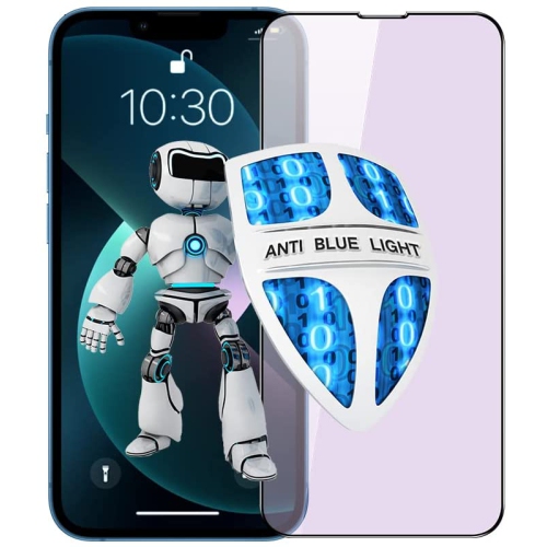 TopSave [1 Piece] ANTI BLUE LIGHT, Full Sized Full Coverage Tempered Glass, 9H Hardness, Case Friendly for iPhone 13 Pro Max