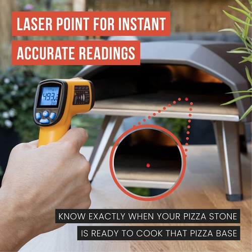 Chef Pomodoro Infrared Thermometer, Backlit LCD Display, -58℉~1022℉ Temperature Gun, (Not for Human-Use), Red Laser, Adjustable Emissivity, No Touch