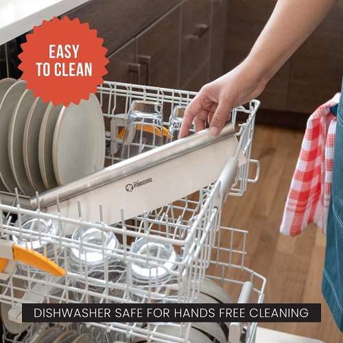 Chef Pomodoro Pizza Cutter Rocker Knife with Protective Cover, Multipurpose 14 Inch Mezzaluna Chopper with Super Sharp Stainless Steel Blade, Blade