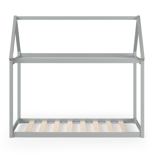 Topbuy Twin House Bed Frame Wooden Bed Platform Mattress Foundation w/House Appearance White/Gray