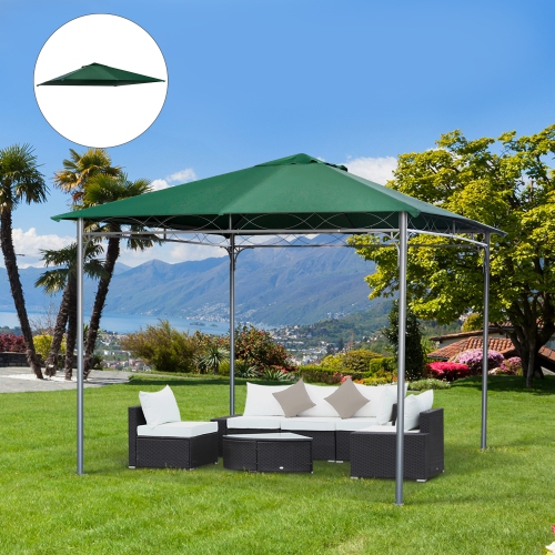 Outsunny 9.8' x 9.7' Square Gazebo Canopy Replacement UV Protected Top Cover Sun Shade Green