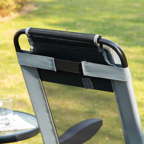 Outsunny Set of 4 Camping Chairs, Outdoor Folding Lounge Chair Set with 5 Level Adjustable Backrest, Removable Headrest, Armrest for Camping,