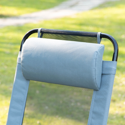 Outsunny Set of 4 Camping Chairs, Outdoor Folding Lounge Chair Set with 5 Level Adjustable Backrest, Removable Headrest, Armrest for Camping,