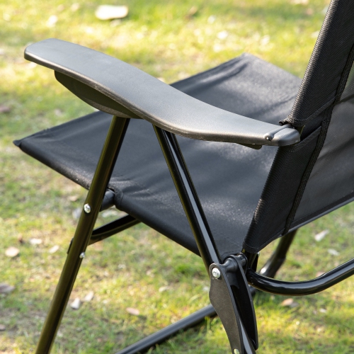 Outsunny Set of 4 Camping Chairs, Outdoor Folding Lounge Chair Set with 5 Level Adjustable Backrest, Removable Headrest, Armrest for Camping,