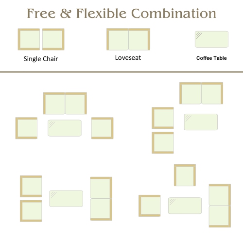 Costway 4PCS Patio Set Rattan Furniture Set Sofa Table Storage Shelf with Cushion