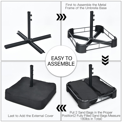 Costway 15FT Double-Sided Twin Patio Umbrella Outdoor Market W/ Crank & Base