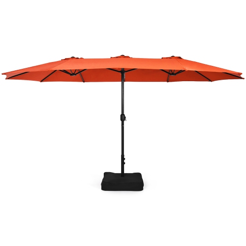 Costway 15FT Double-Sided Twin Patio Umbrella Outdoor Market W/ Crank & Base