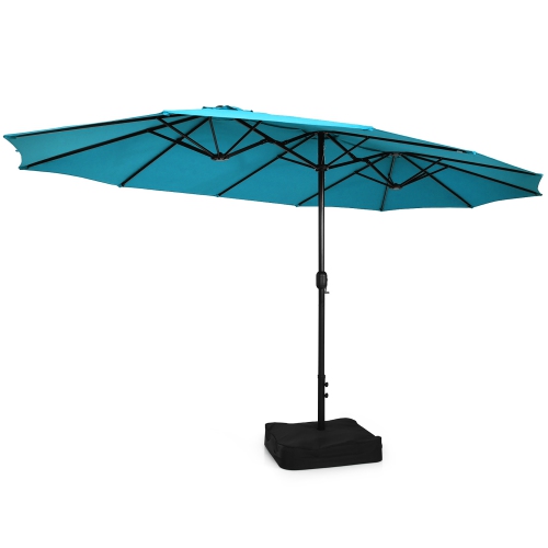 Parasol double de 4.57 m pour patio Costway, avec manivelle et base pour l’extérieur