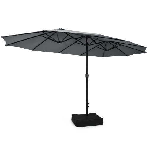 Parasol double de 4.57 m pour patio Costway, avec manivelle et base pour l’extérieur