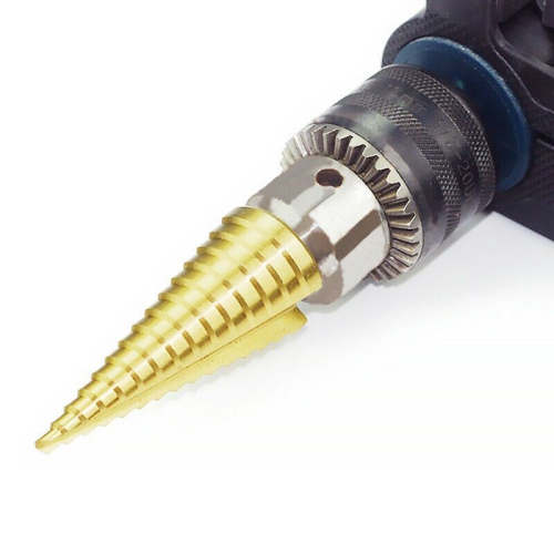 3Pcs Titanium Step Drill Bit High Speed Steel Drill Cone Bits HSS combined with a titanium coating. More capable and durable