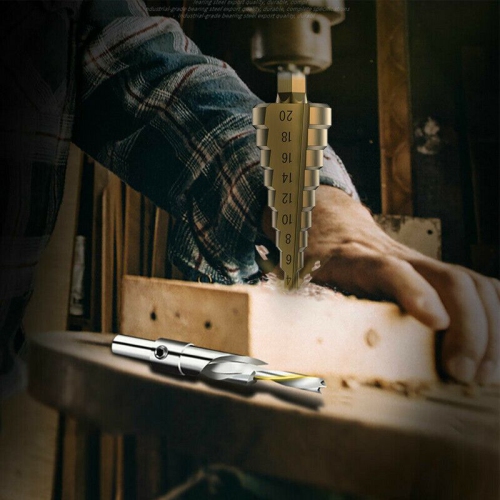 3Pcs Titanium Step Drill Bit High Speed Steel Drill Cone Bits HSS combined with a titanium coating. More capable and durable