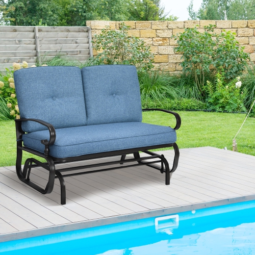 Costway 2-Person Outdoor Swing Glider Chair Bench Loveseat Cushioned Sofa