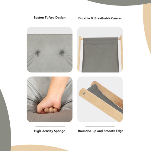 Costway Set of 4 Foldable Wood Sling Beech Chairs w/ 3 Adjustable Positions&Free Cushion