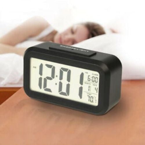 Digital Alarm Clock Large LCD Display Thermometer Smart Night Light Back Light